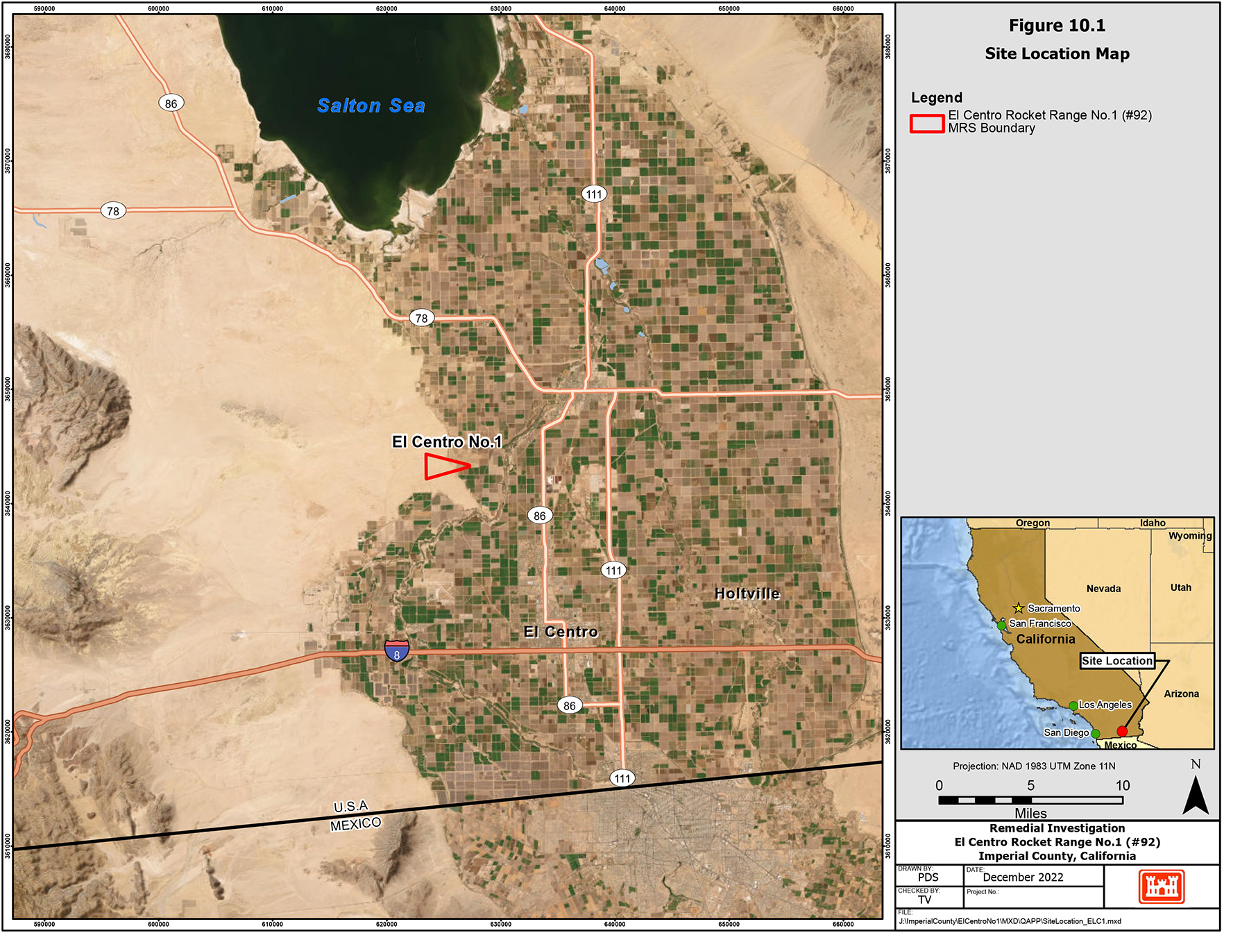 Site Location Map for El Centro Rocket Target Range #1